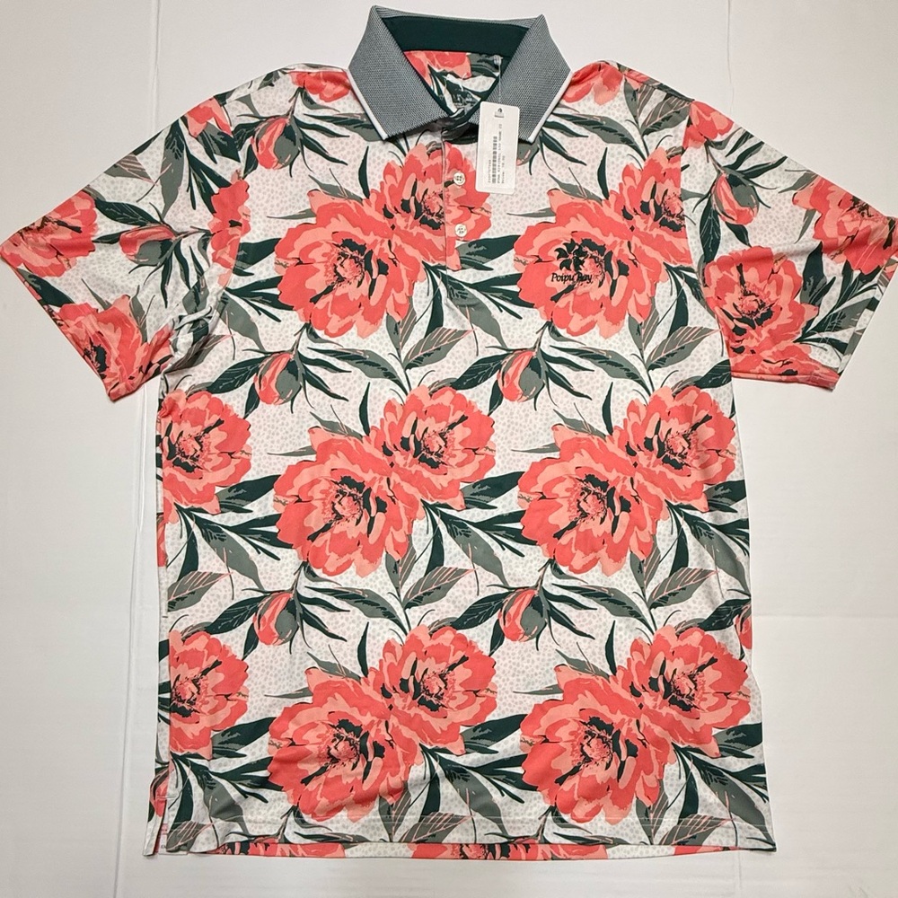 Puma Coral Floral Golf Polo Size Large Poipu Bay‎ Golf Club NWT 0200 A1